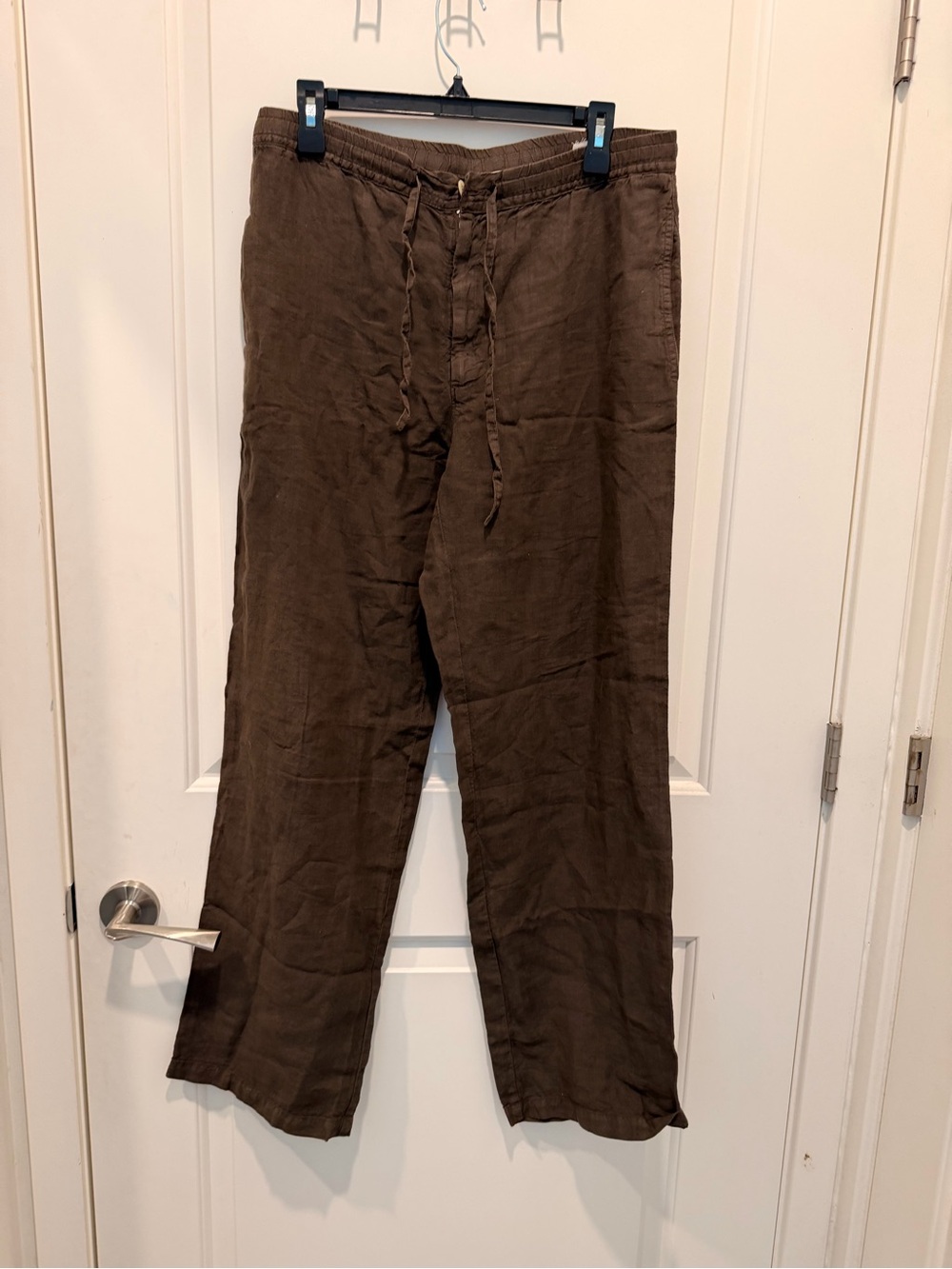 Made in Italy Linen Pull-On
Drawstring Straight Leg
Pants Brown Size S